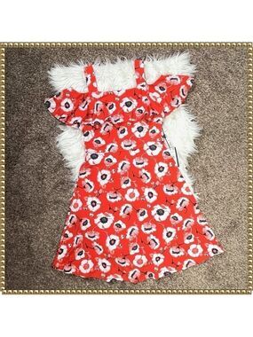 Adrianna Papell Floral Off Shoulder Fit and Flare Dress Small